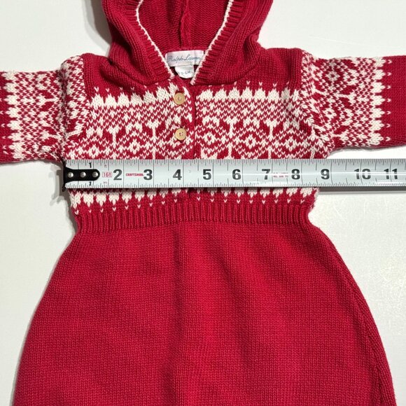 Vtg Ralph Lauren Baby Cotton Fair Isle Sweater Dress Hooded Holiday Christmas - Picture 11 of 12